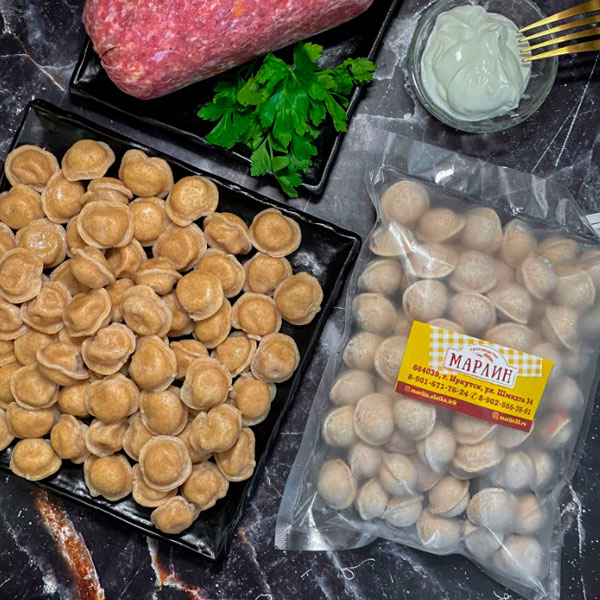 Фото Пельмени с курицей и говядиной из цельнозерновой муки