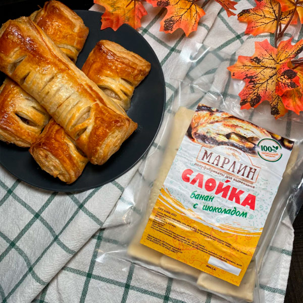 Фото Слойки с бананом и шоколадом