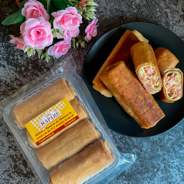 Фото Блины с ветчиной и сыром